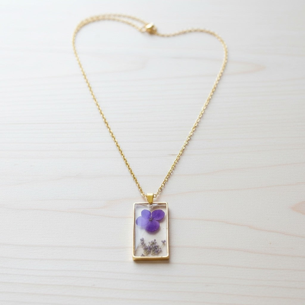 Botanical Resin Pendant Necklace