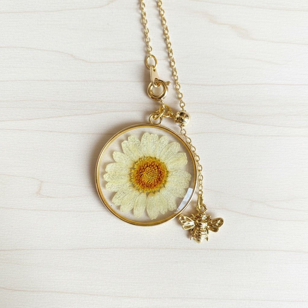 Botanical Resin Pendant Necklace