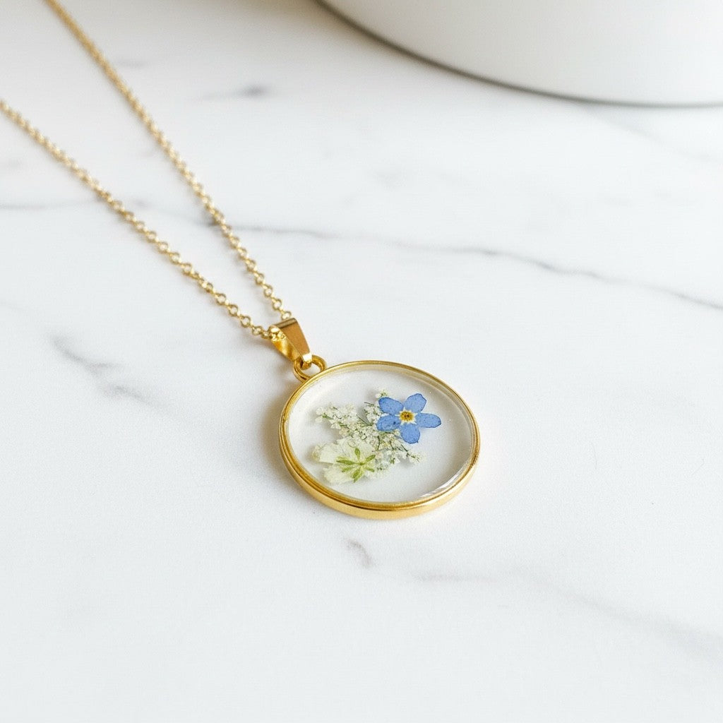 Botanical Resin Pendant Necklace