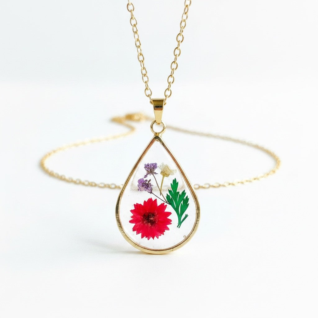 Botanical Resin Pendant Necklace