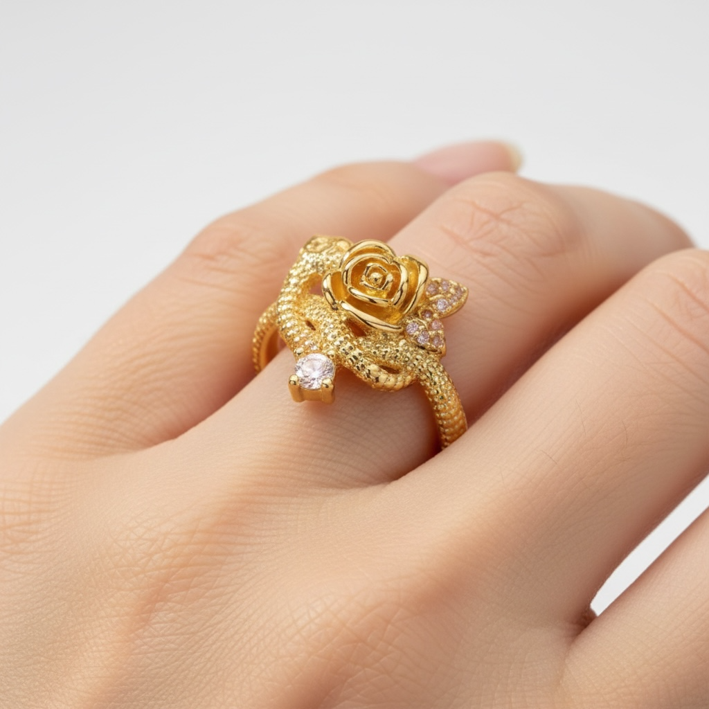 Rose Radiance Adjustable Ring (Anti-Tarnish)