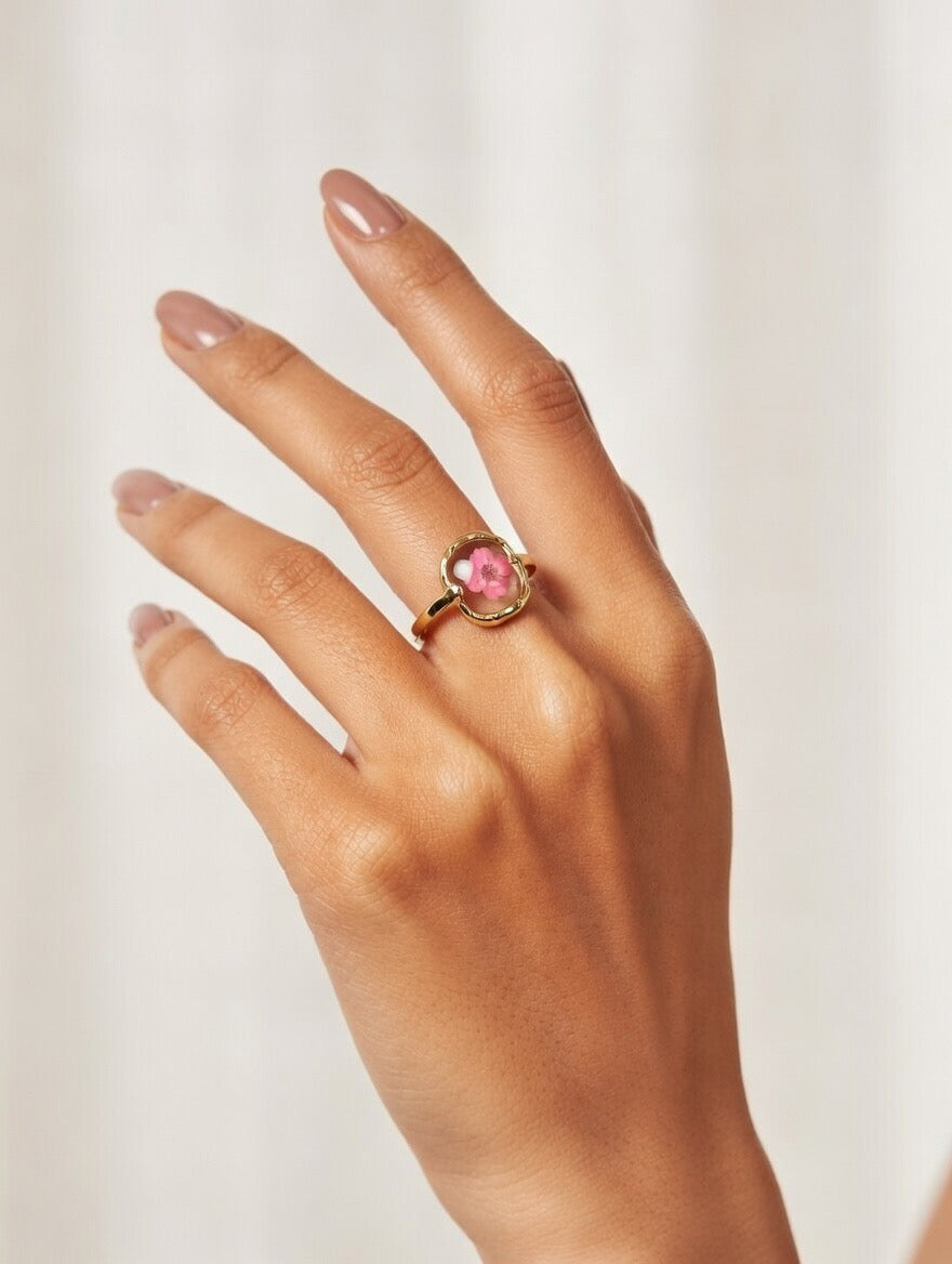 Bloom Grace Adjustable Ring (Real Pressed Flower)