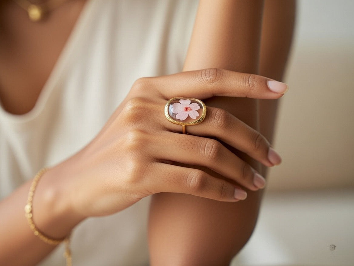 Bloom Grace Adjustable Ring (Real Pressed Flower)