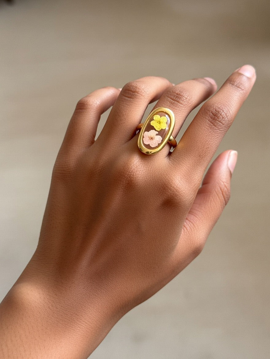 Bloom Grace Adjustable Ring (Real Pressed Flower)