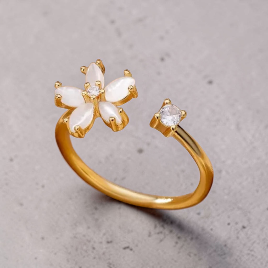 Opal Bloom Adjustable Ring (Anti-Tarnish)