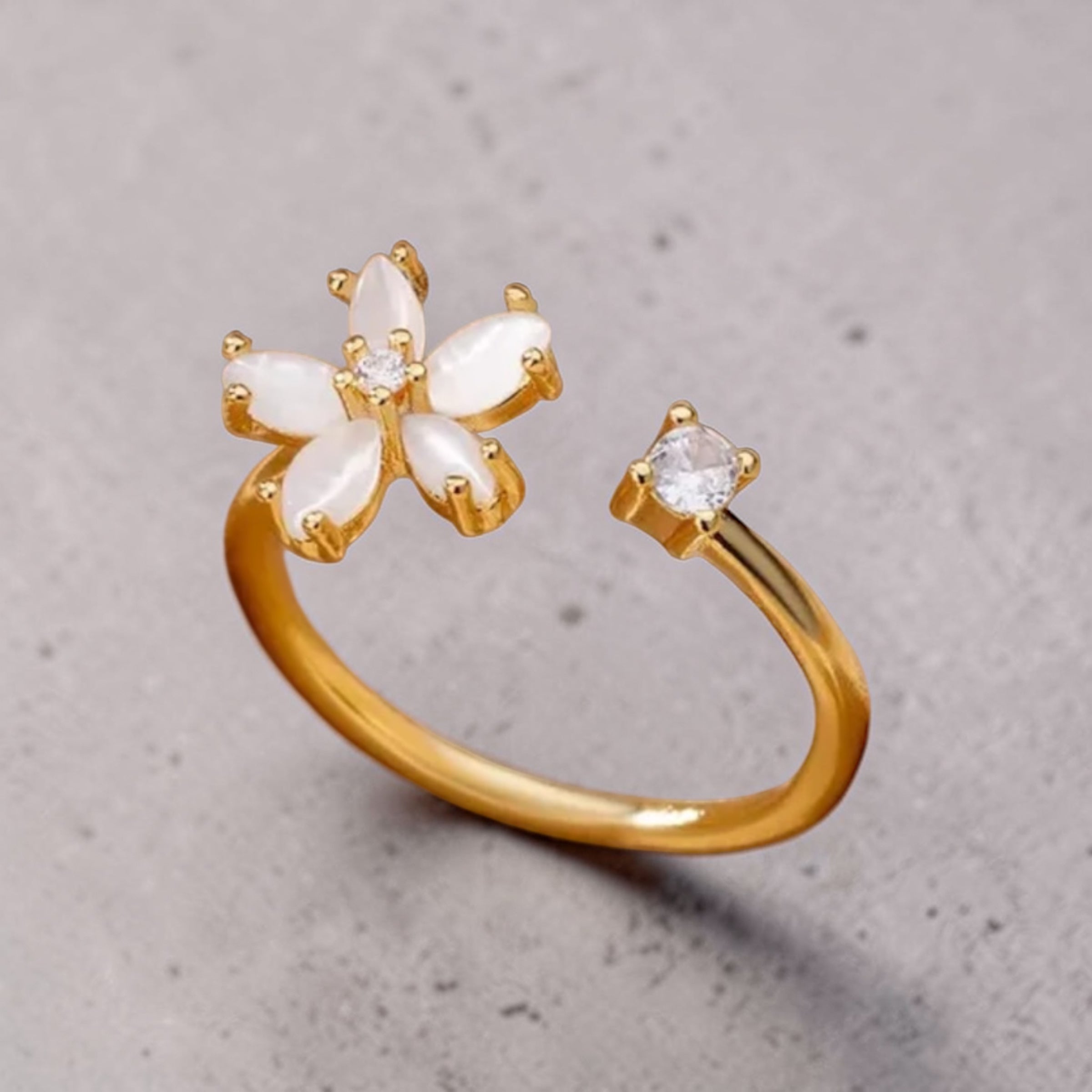Opal Bloom Adjustable Ring (Anti-Tarnish)