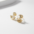 Ripple Fold Pearl Gold Studs