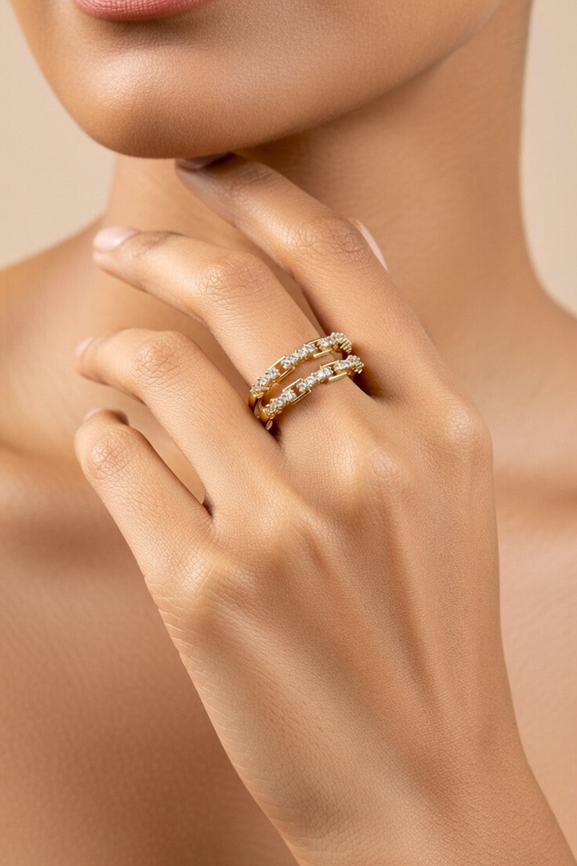 Twin Shine Adjustable Ring (Anti-Tarnish)