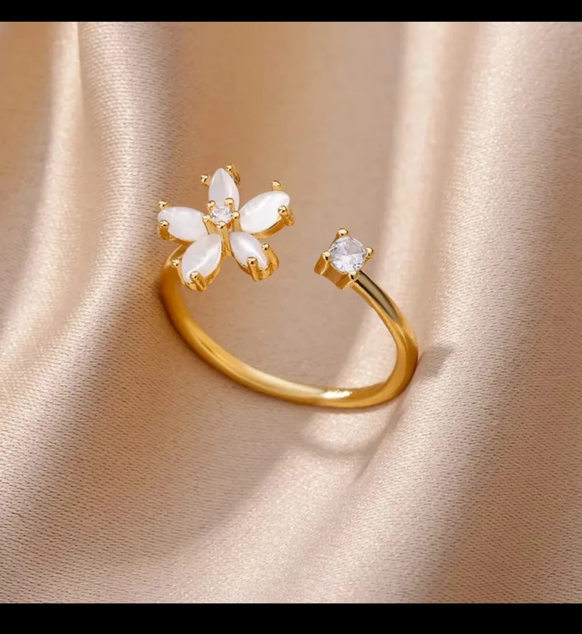 Opal Bloom Adjustable Ring (Anti-Tarnish)