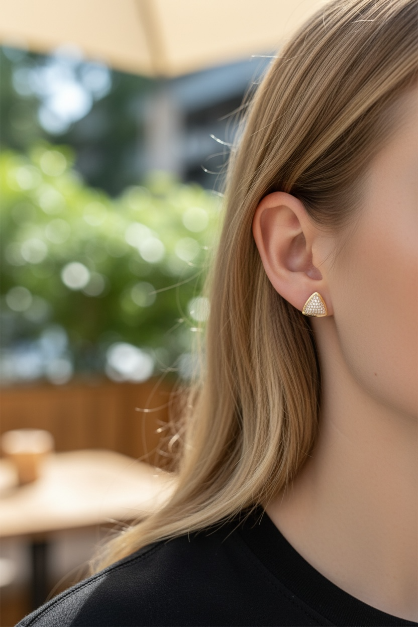 Geo Pavé Triangle Studs