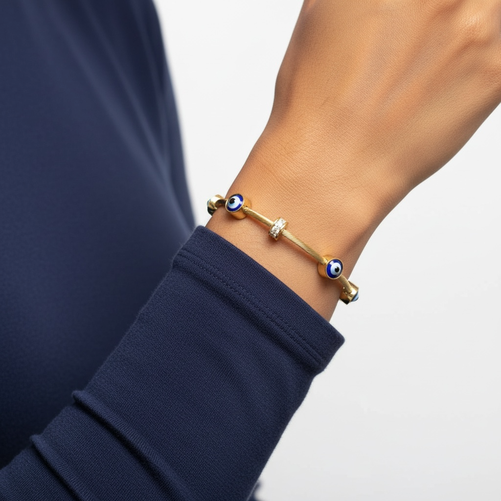 Evil Eye Cable Bangle