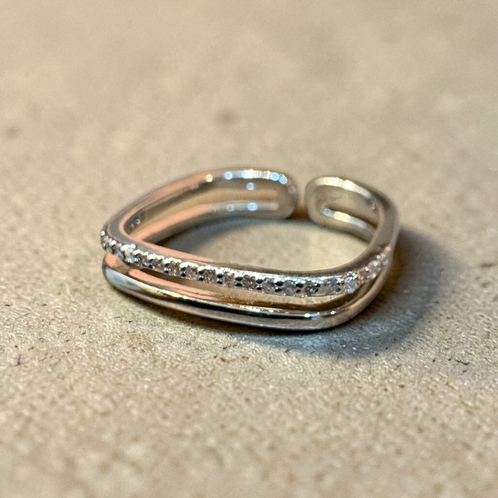 Silver Twin Spark Ring