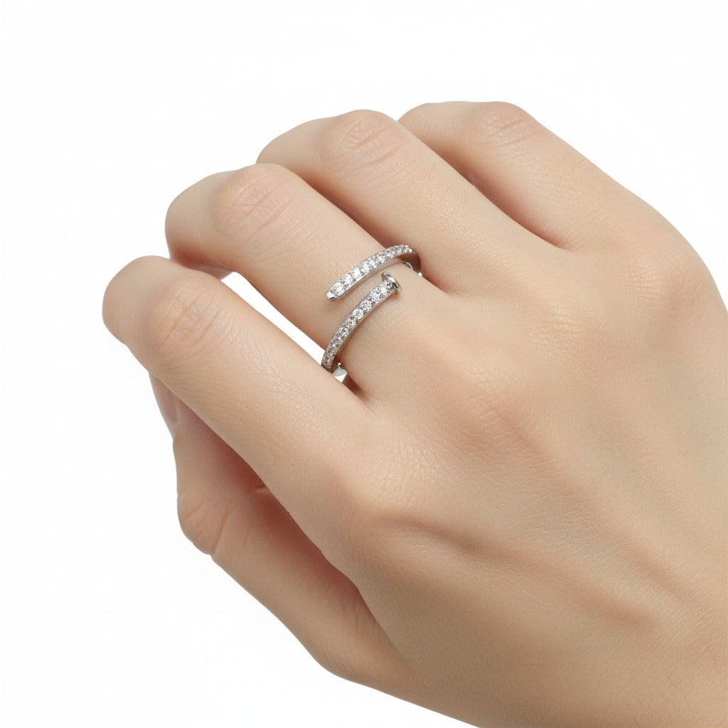 Sleek Pavé Nail Wrap Ring