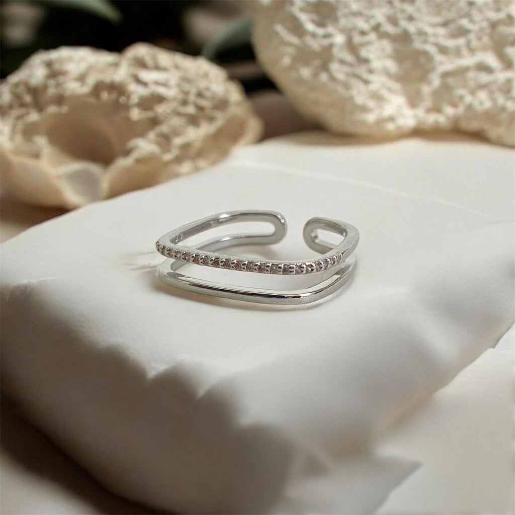 Silver Twin Spark Ring