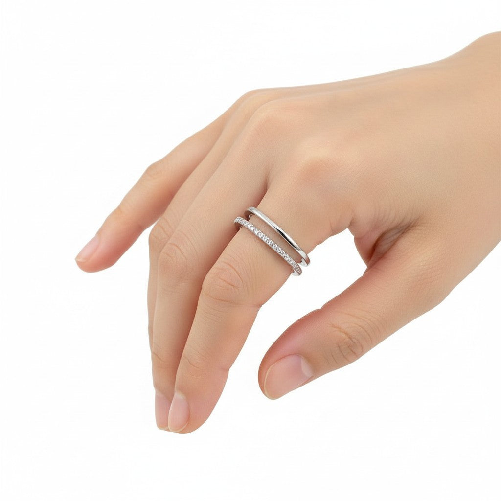 Silver Twin Spark Ring