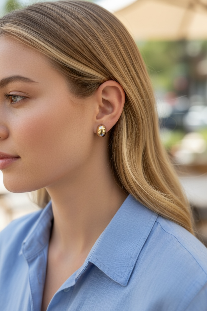 Dome Drop Gold Studs