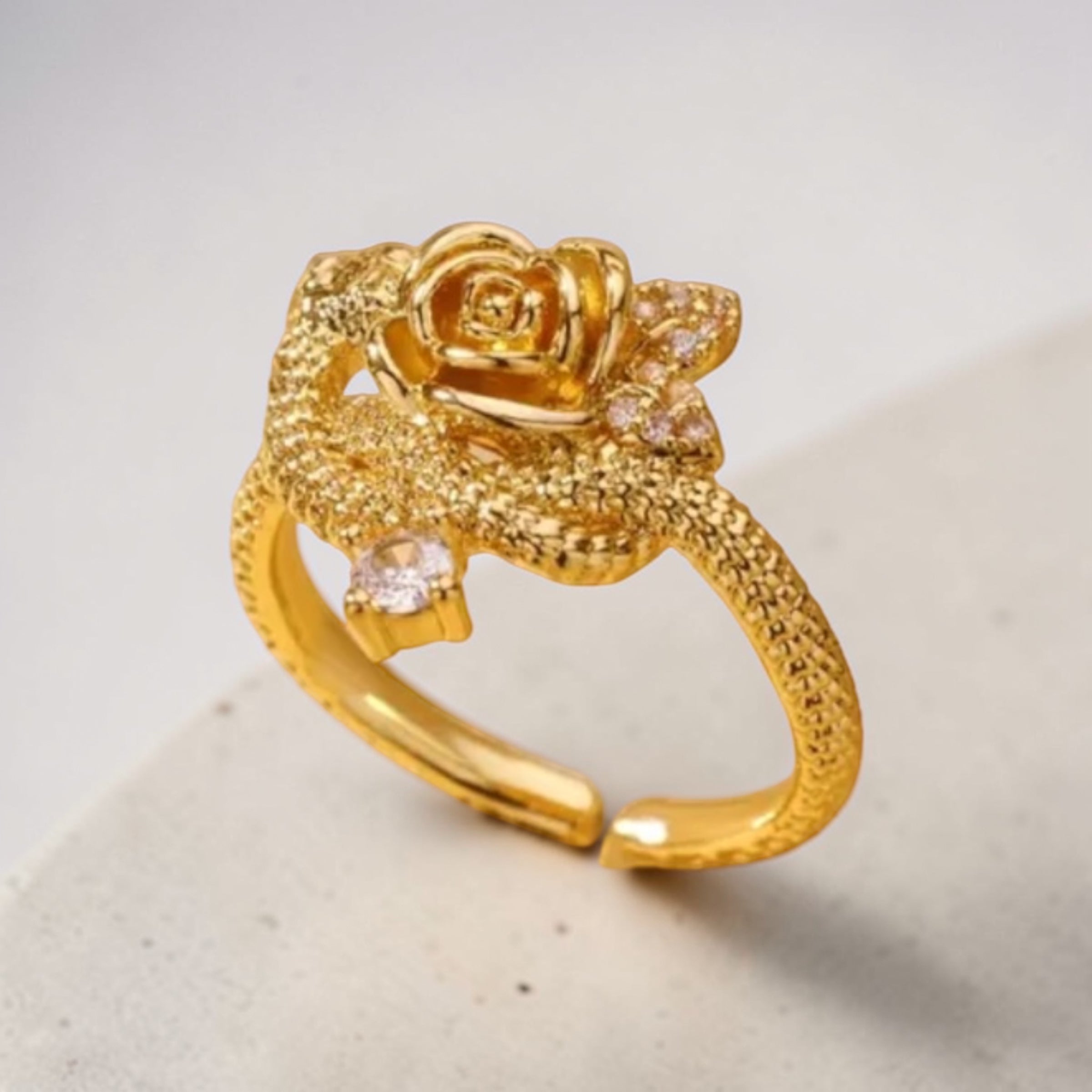 Rose Radiance Adjustable Ring (Anti-Tarnish)