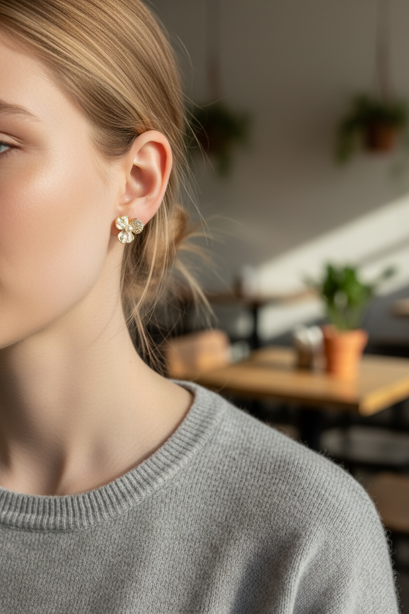 Petal Luxe Pearl & Pavé Flower Studs