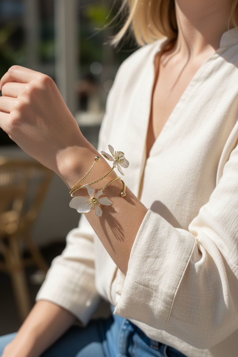 Blanche Floral Duo Bracelet