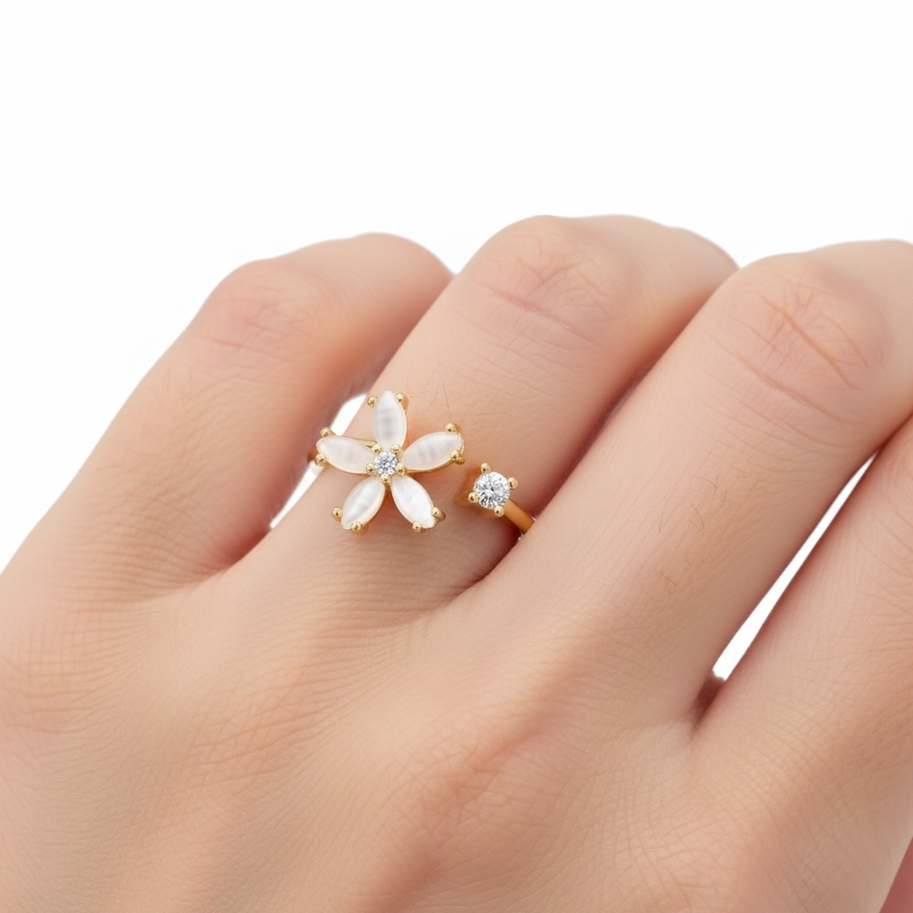 Opal Bloom Adjustable Ring (Anti-Tarnish)