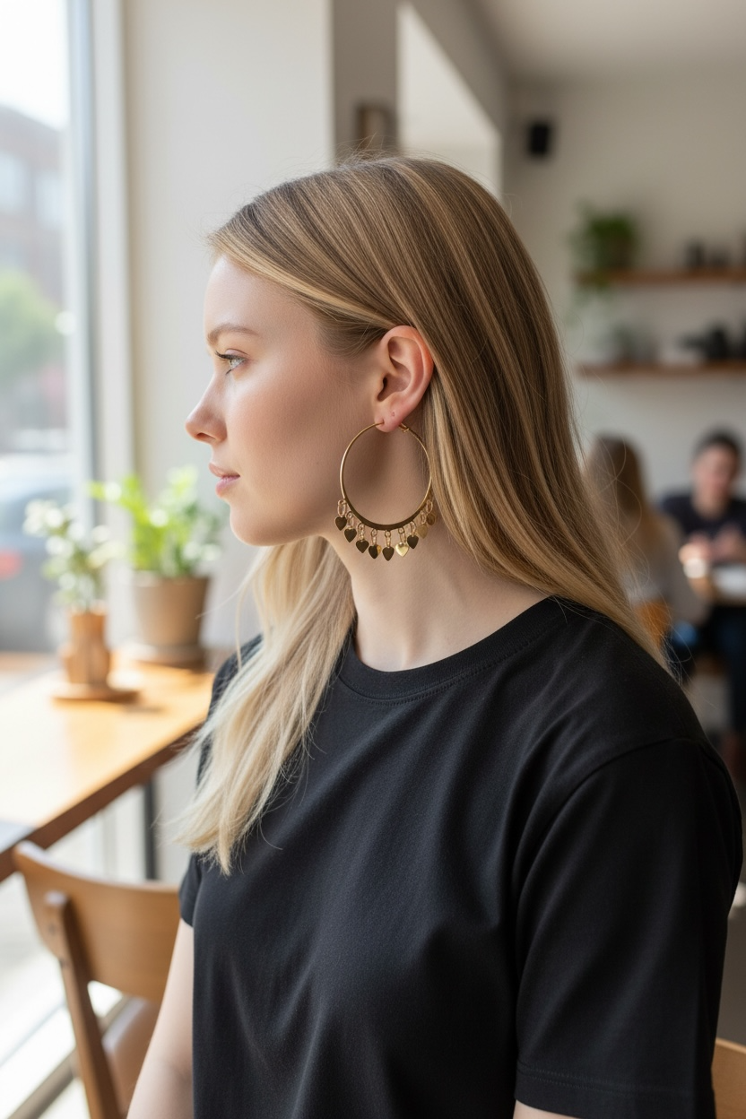 Amora Charm Hoops