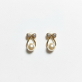 Sparkle Bow & Pearl Drop Earrings