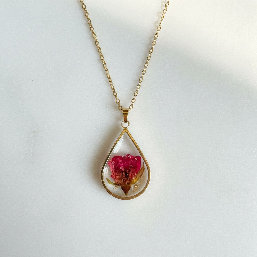 Botanical Resin Pendant Necklace