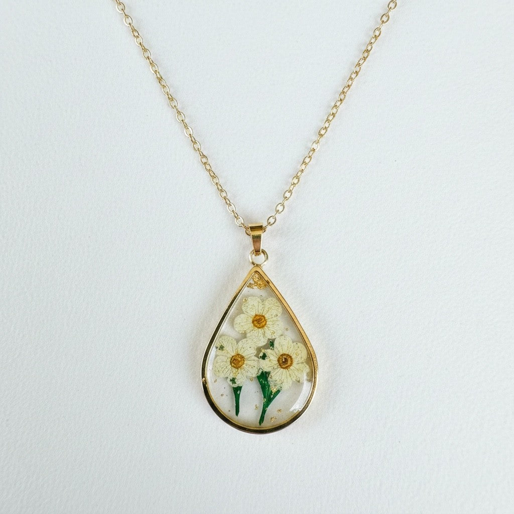 Botanical Resin Pendant Necklace