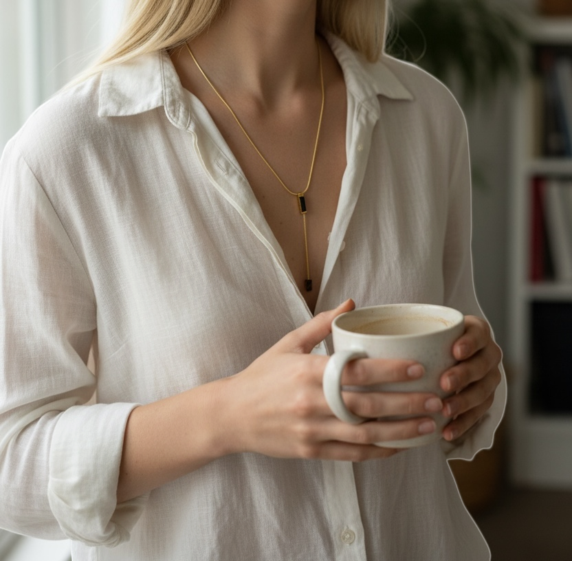 Noir Drop Lariat Necklace